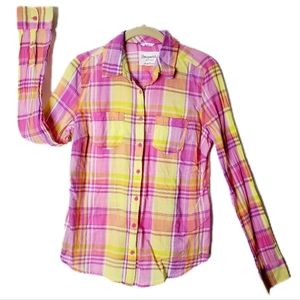 Aeropostale Flannel Pink Yellow Large